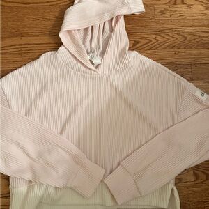 ALO Yoga Light Pink Ribbed Cowl Neck Sweater